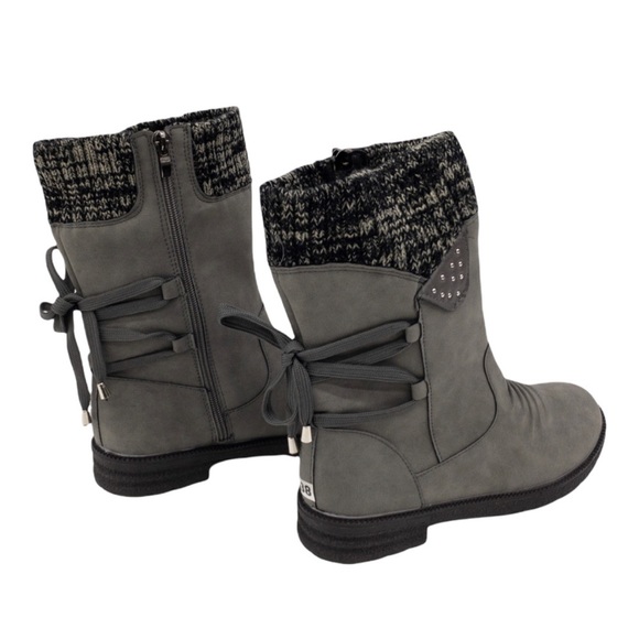 BUTITI Gray Knit Sock Accent Back Lace Boots - Picture 5 of 12